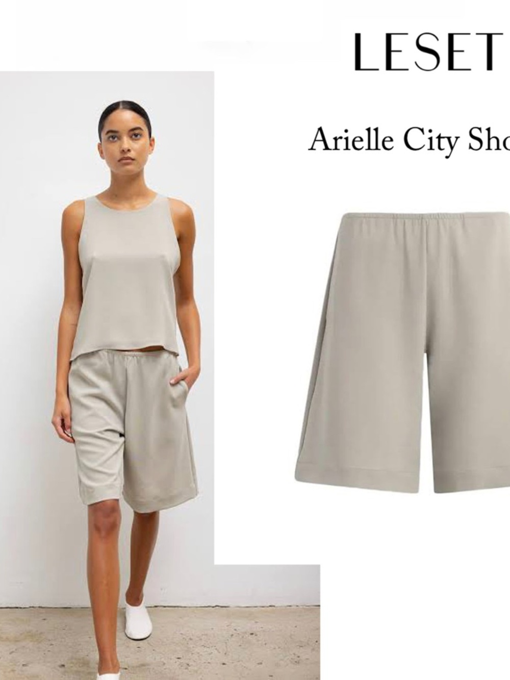 LESET Arielle City crepe shorts in grey, size M EUC